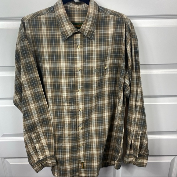 Vintage Timberland Mens Plaid Check Long Sleeve Shirt Browns Large LG Fall 2000 - Picture 6 of 8